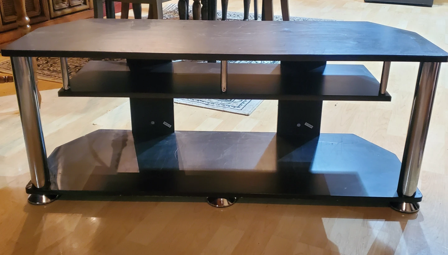Black TV Stand with Shelves