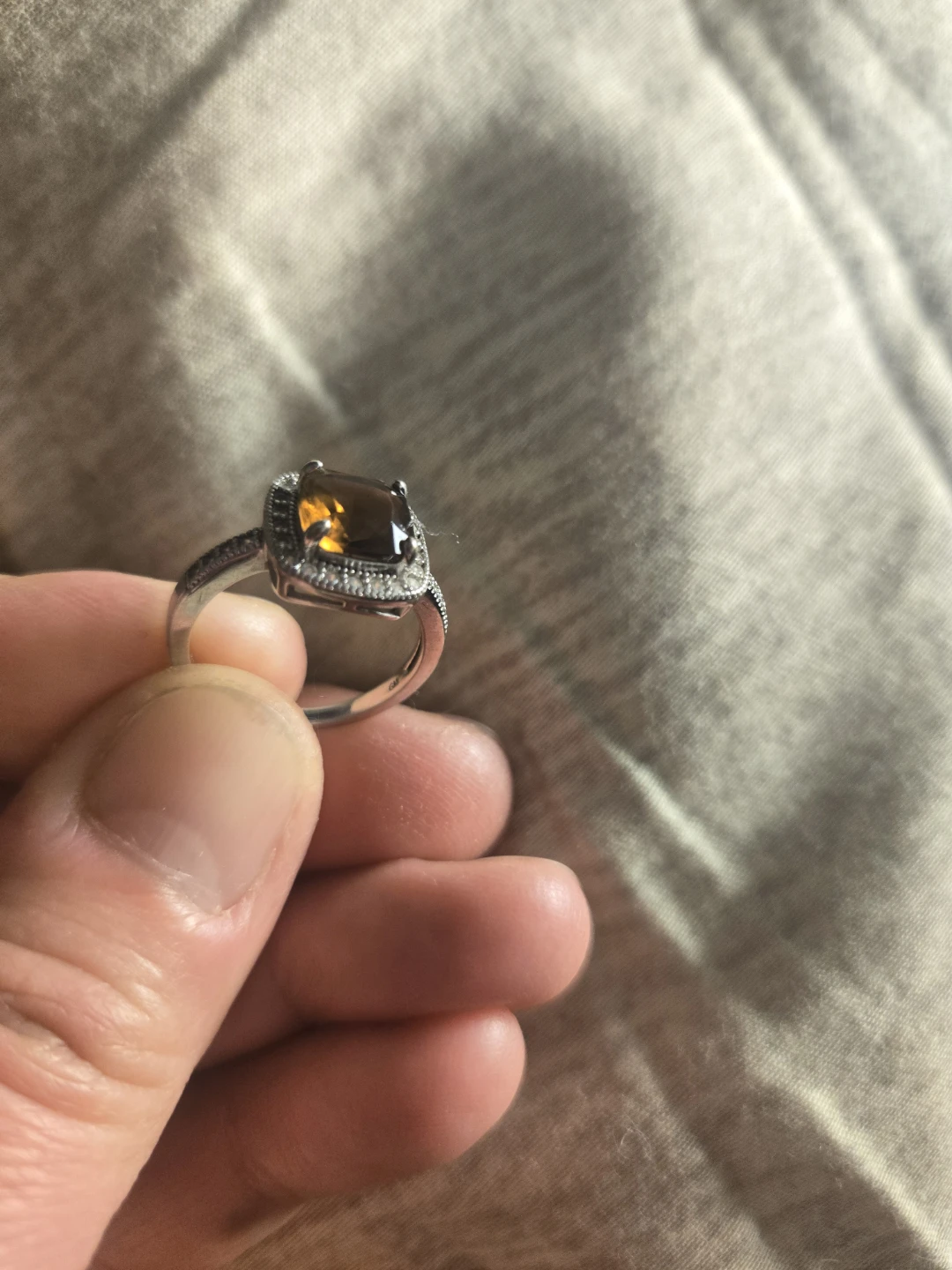 Square Cut Citrine Halo Ring - photo 3