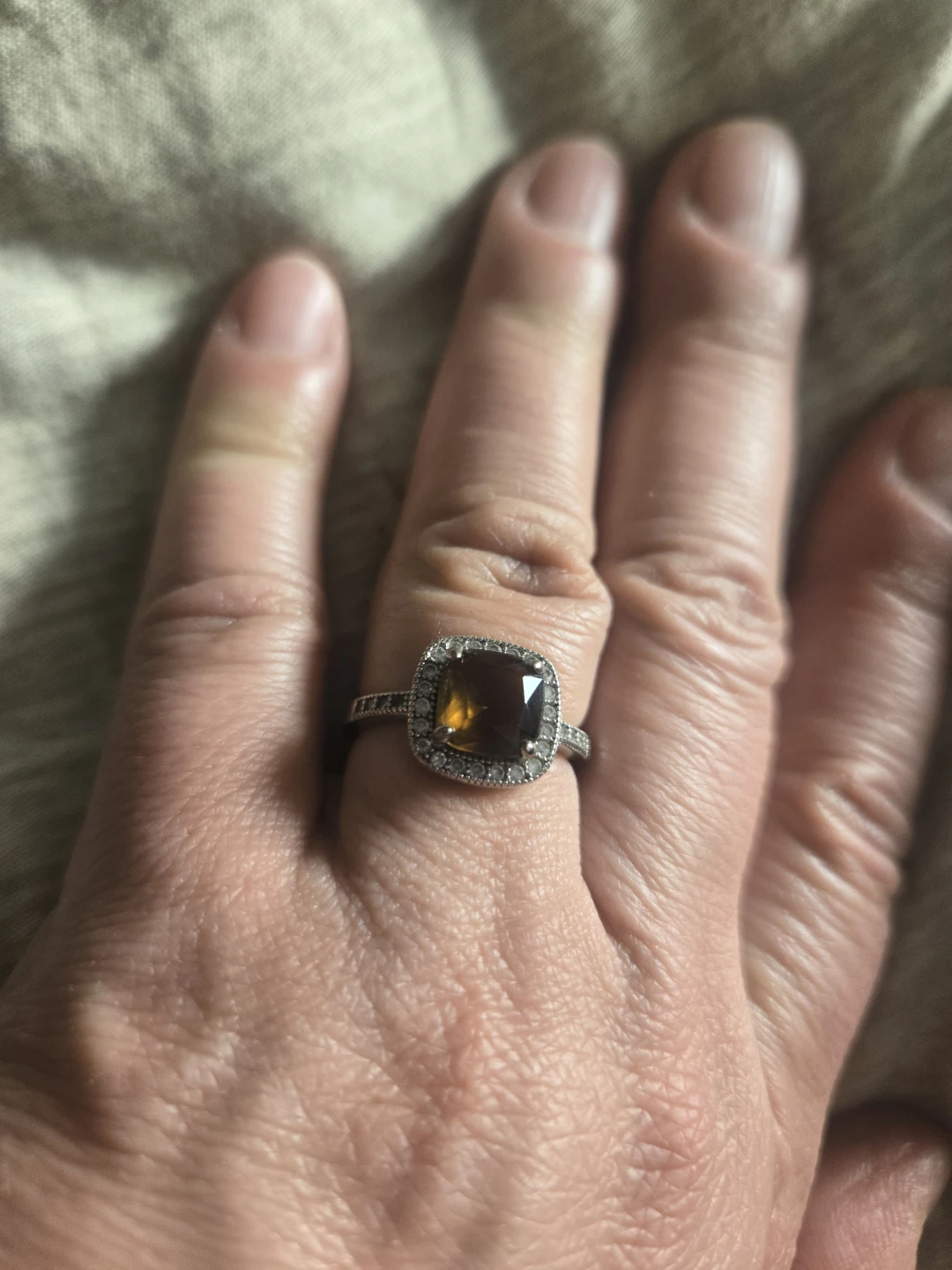 Square Cut Citrine Halo Ring - photo 4