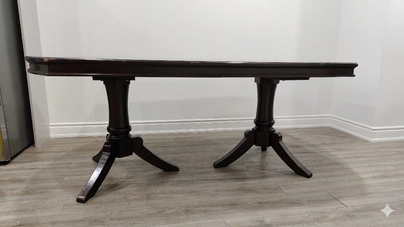 Set of 3 Dark Wood Chairs and walnut wood dinning table