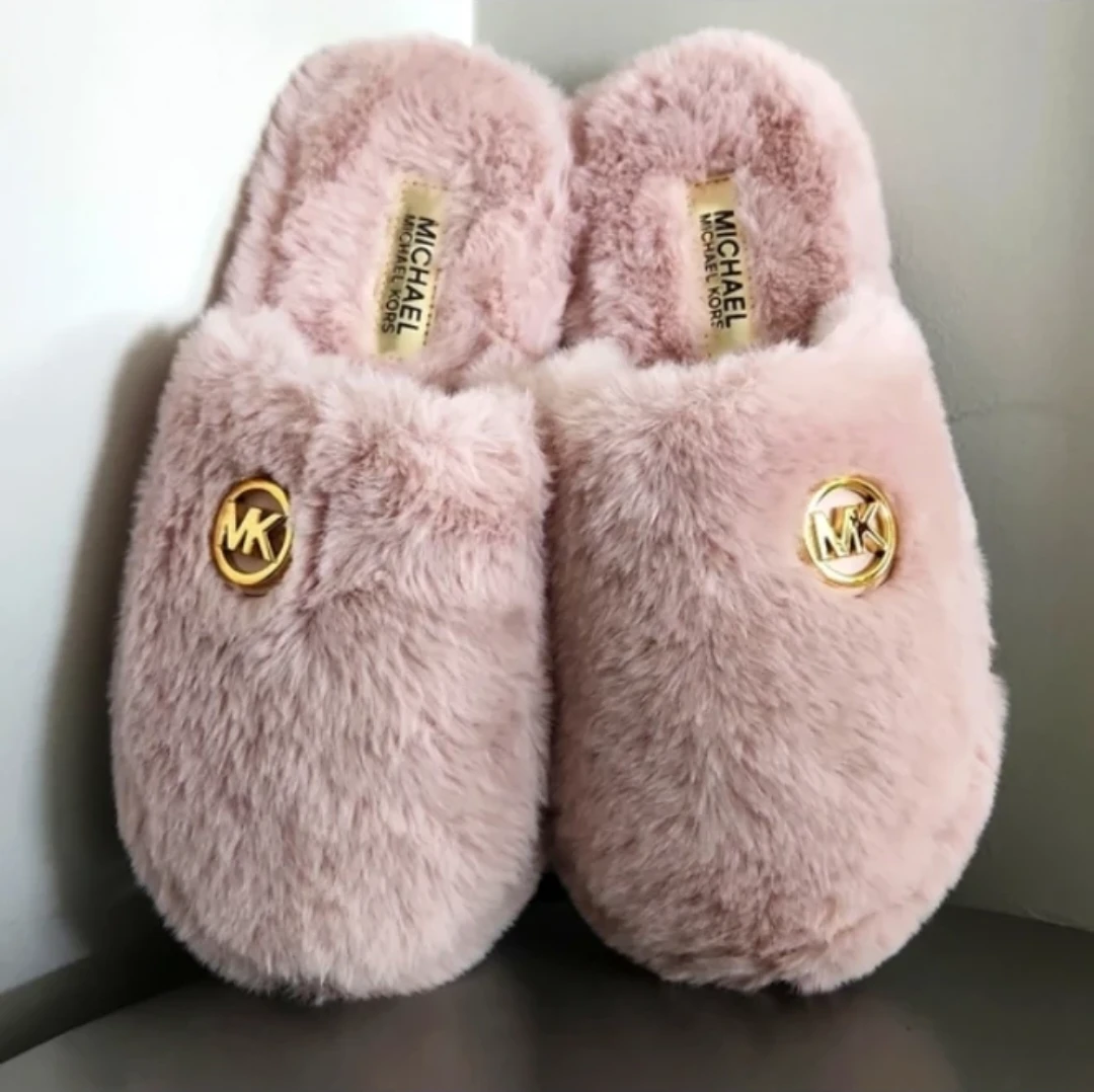 New Michael Kors Alexis Faux Fur Slippers - Blush - Size 6