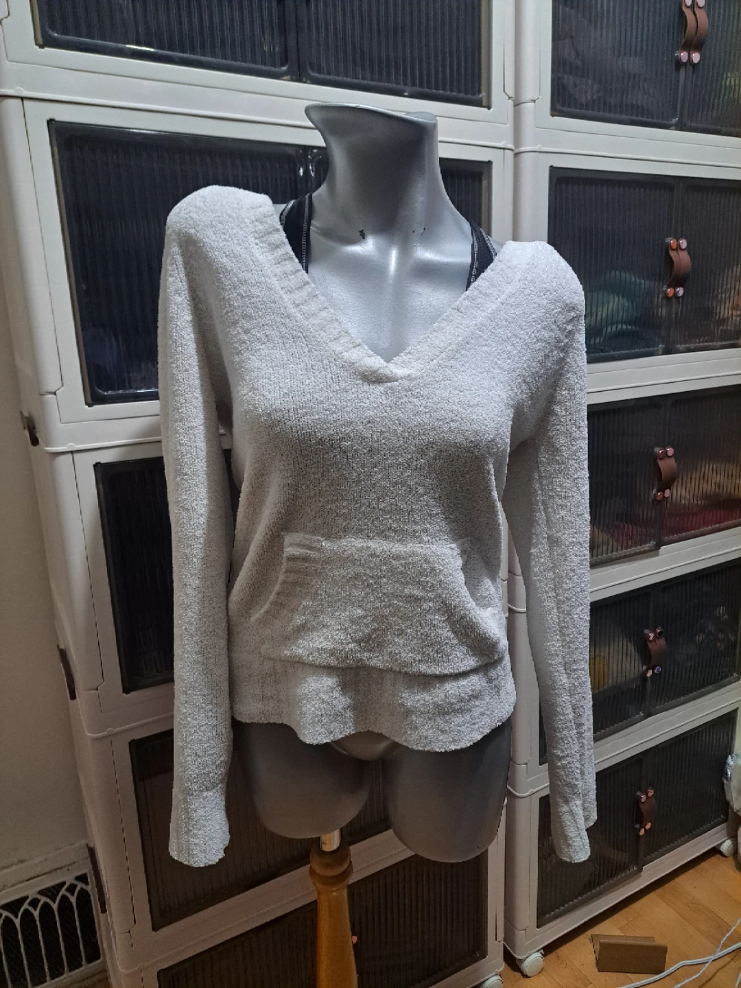 White Fuzzy Sweater with Pocket 🌱
