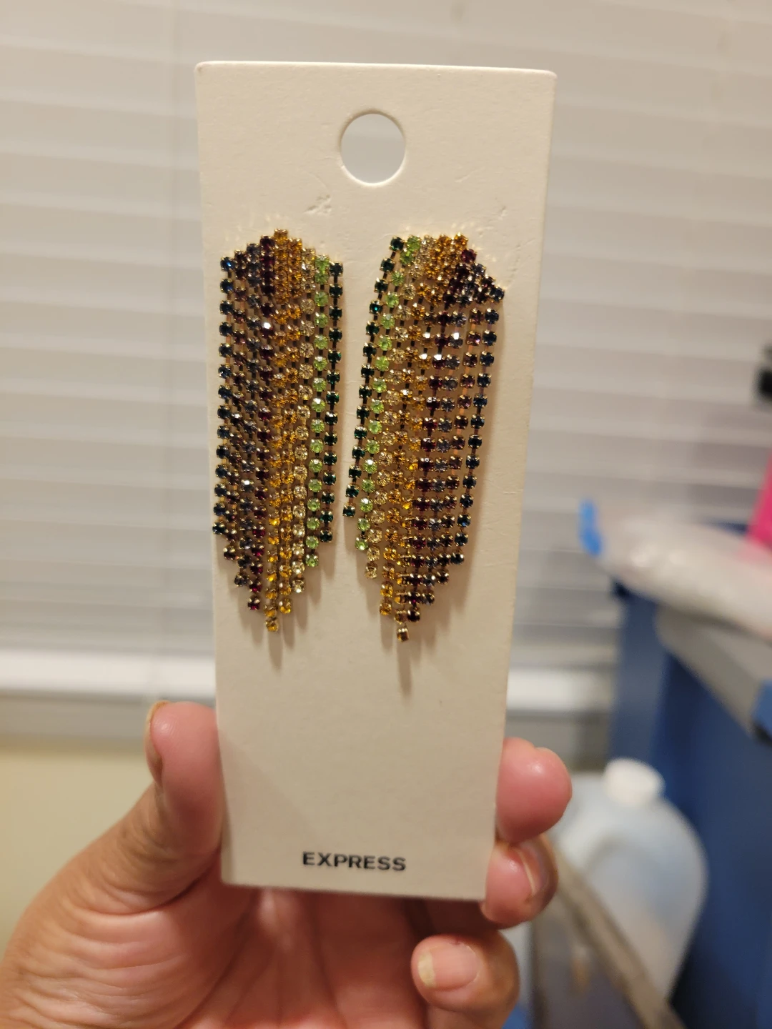 Express Dangle Earrings Rhinestone Multi-Color