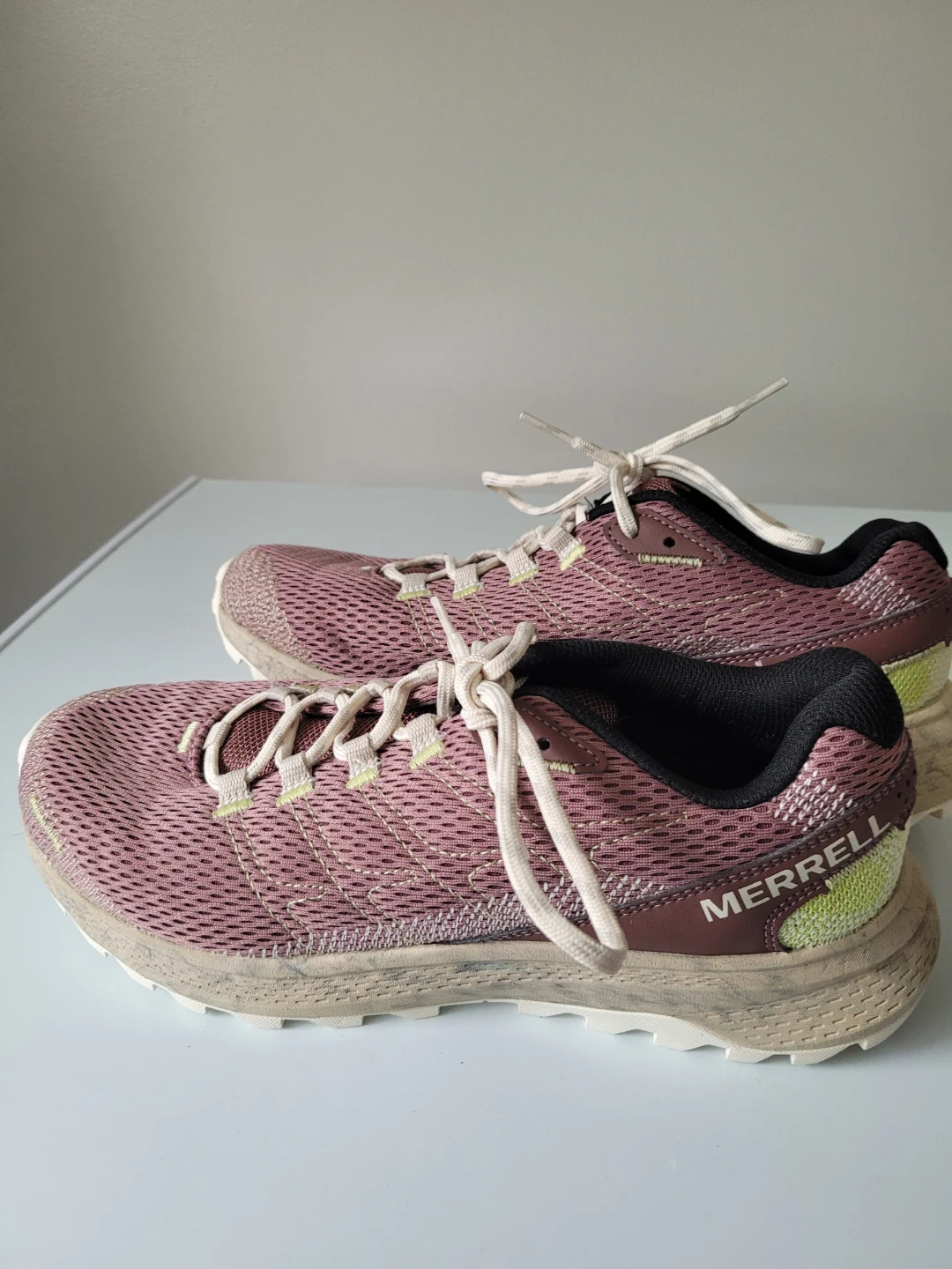 Merrell Women's Trail Running Shoes - Pink/Lime Green - Size 8
