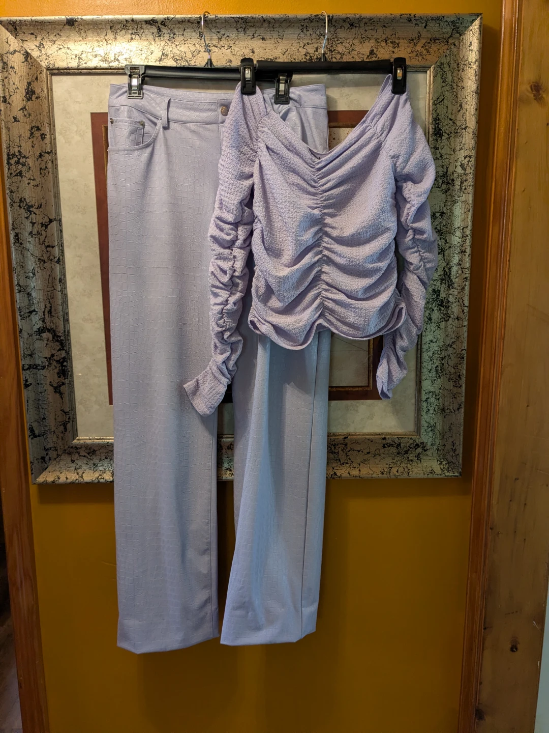 Lavender Textured Co-ord Set: Elodie Top  & Naked Wardrobe Pants