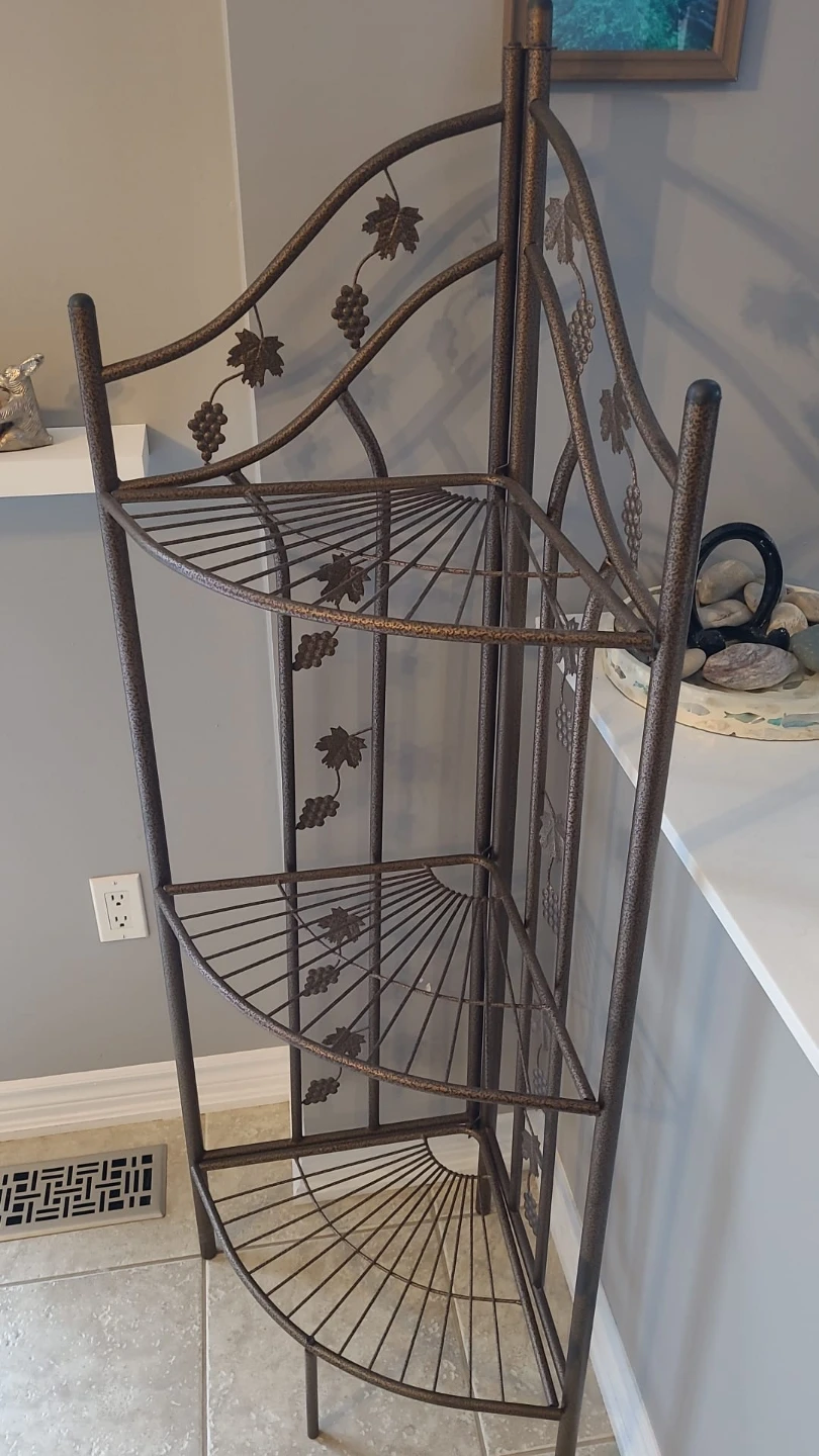 Bronze Metal Corner Shelf Unit with Grape Leaf Design - photo 2
