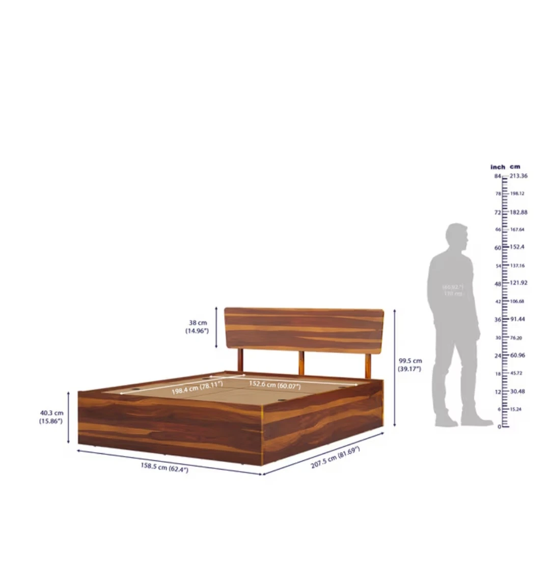 Solidwood Queen bed with Storage | Excellent Condition - photo 2