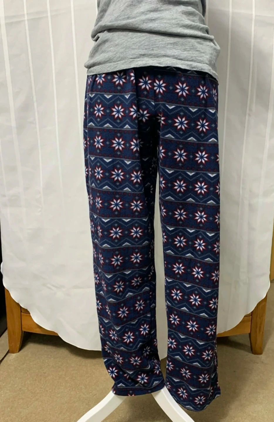 Blue patterned fleece pajama pants - photo 2