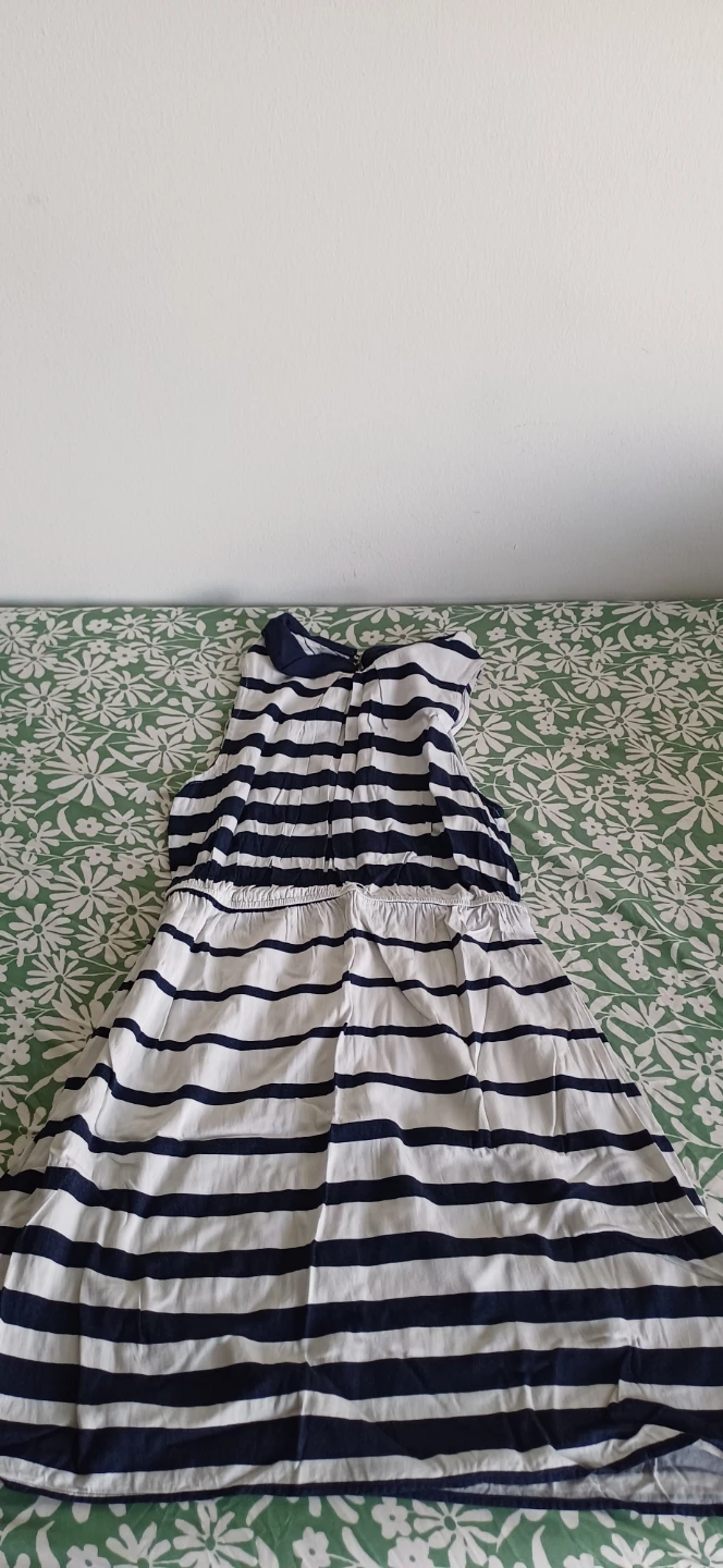 Girls Navy and White Striped Dress