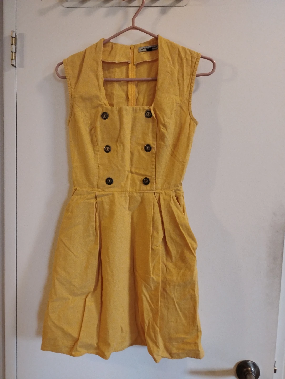 Sunflower Yellow Linen Fitted Dress XS - photo 3