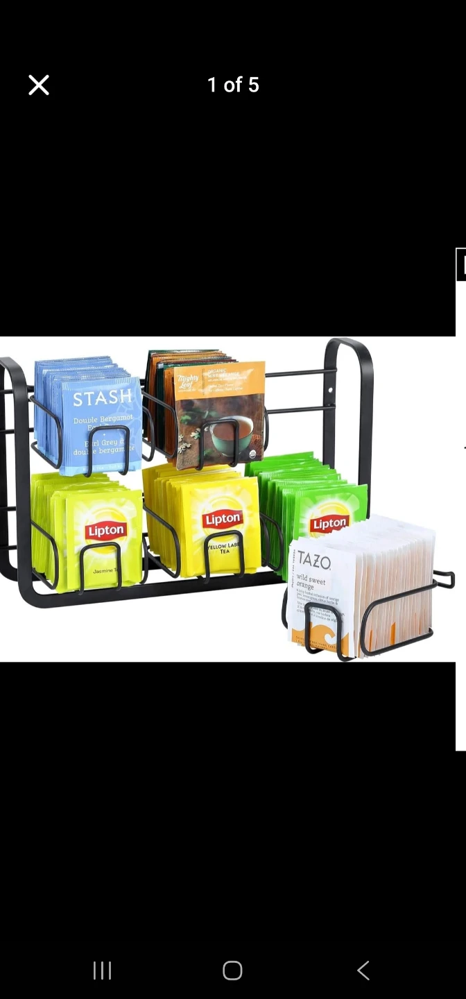 Black Metal Tea Bag Organizer Holder Stand - photo 3
