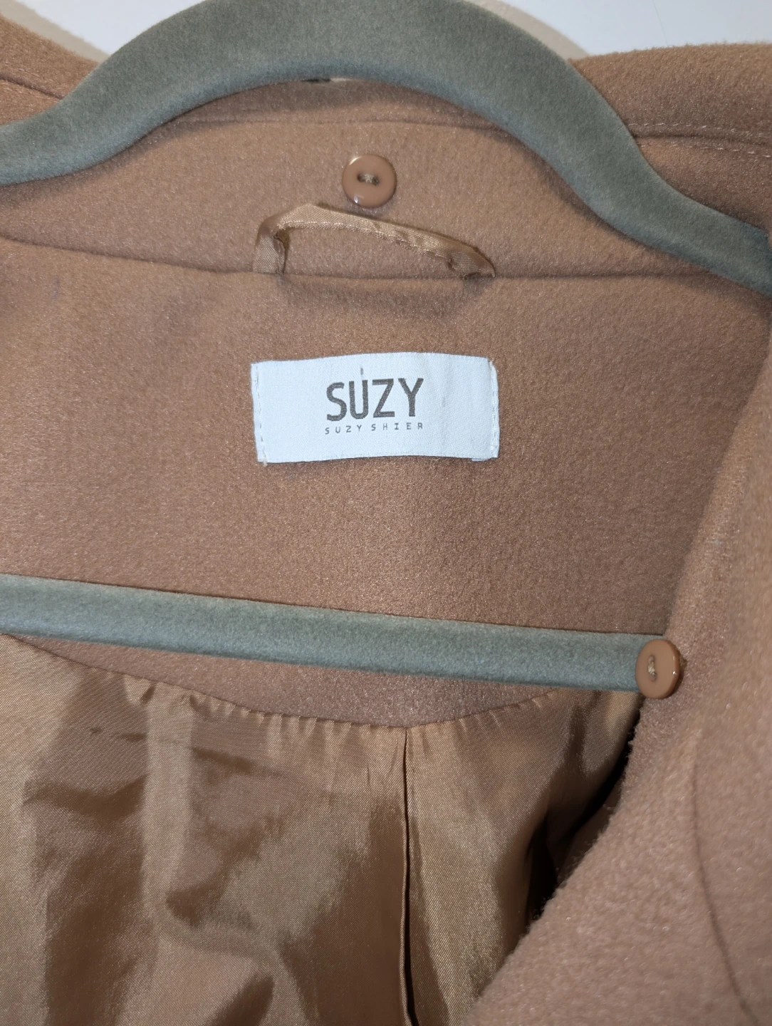 Suzy Shier Women's Camel Wool Blend Coat with Faux Fur Collar - photo 3