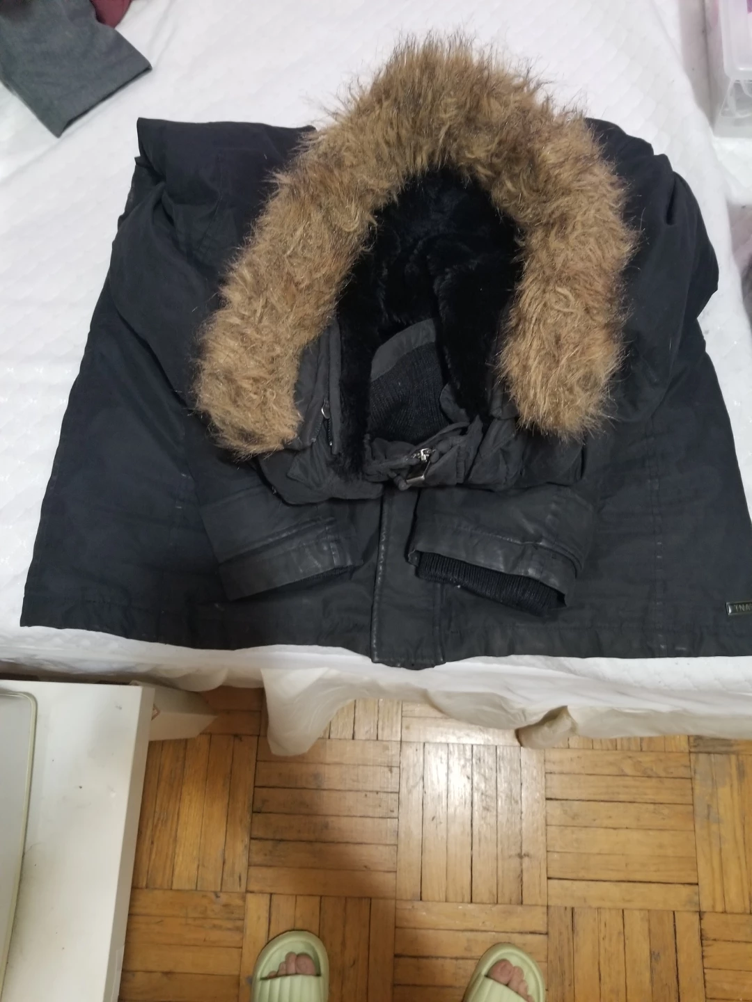 Black Parka Jacket with Fur Hood - photo 2