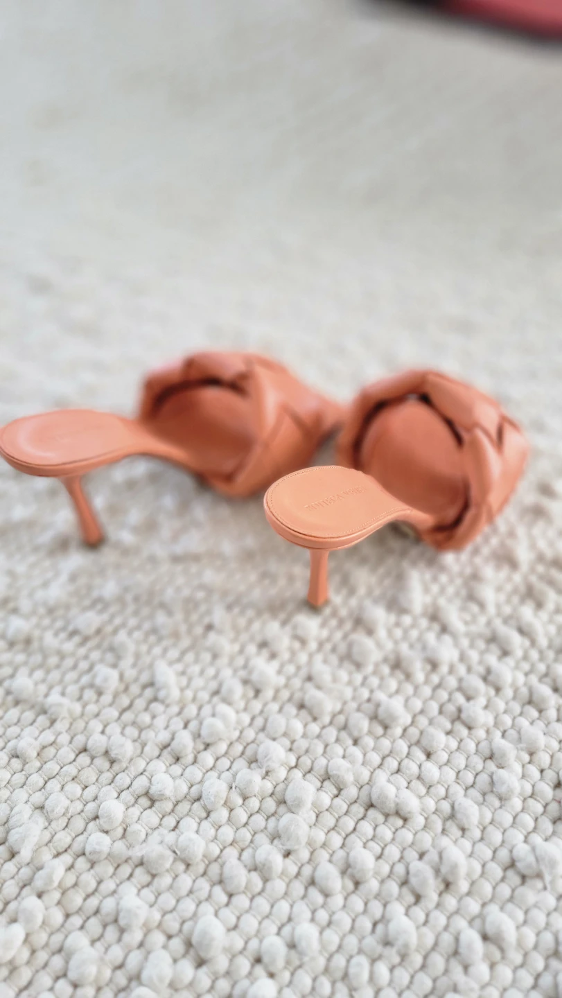 BOTTEGA VENETA Woven Leather Slides - Coral - photo 2