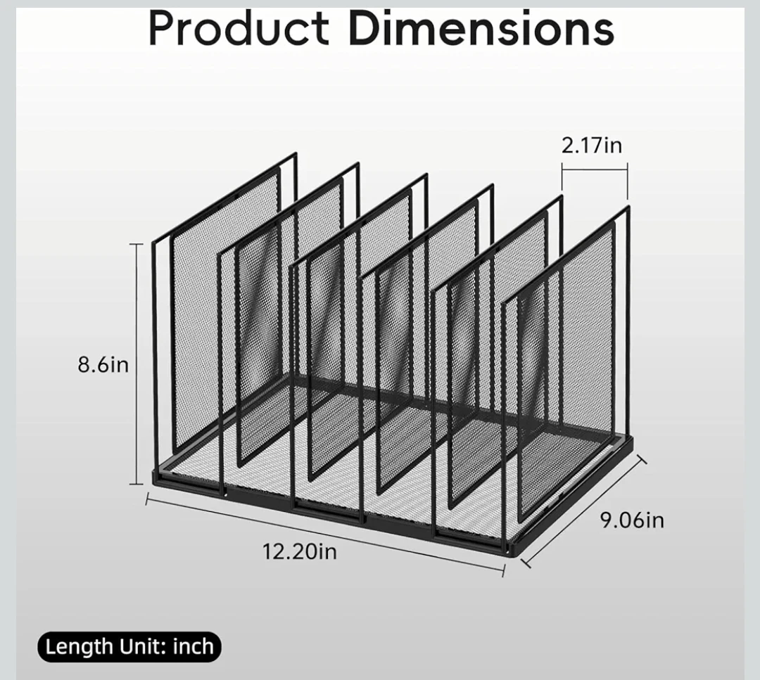 5-Section Vertical File Organizer - Black Metal Mesh 🌱 - photo 3