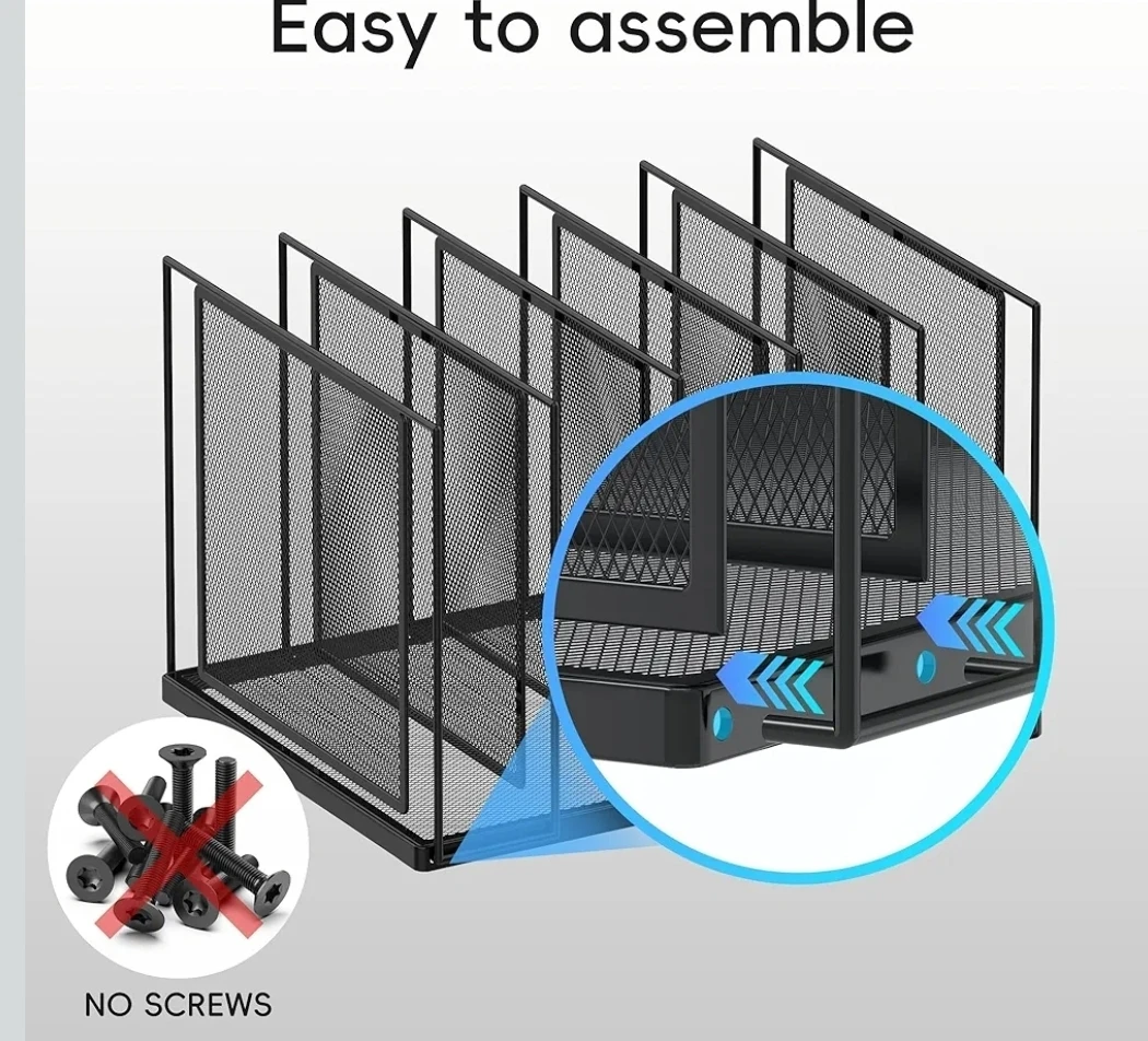 5-Section Vertical File Organizer - Black Metal Mesh 🌱 - photo 5
