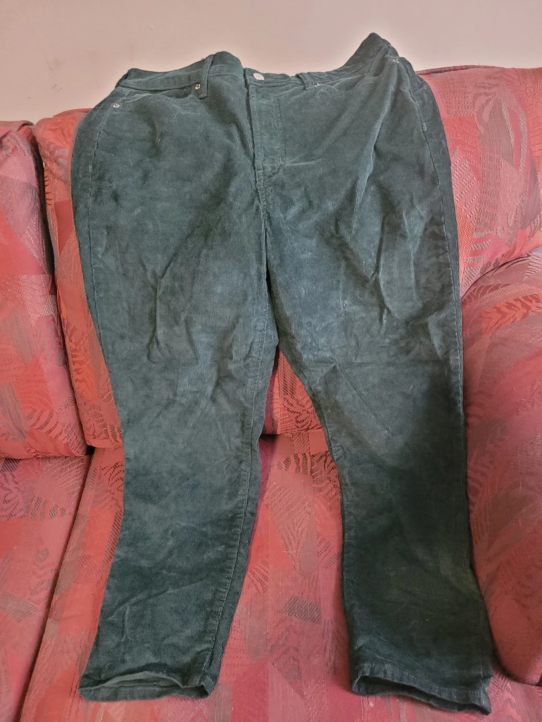 Old Navy Green Corduroy Straight Leg Petite Pants Size 10