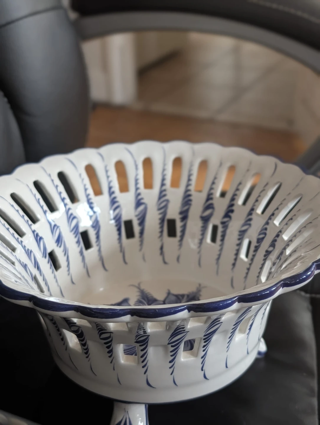 White and Blue Ceramic Fruit Bowl - photo 4