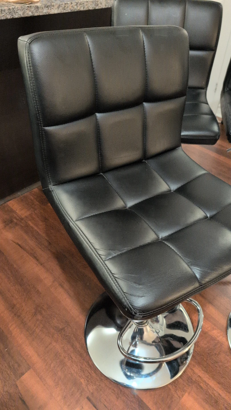 Set of 4 Black Faux Leather Bar Stools - photo 2