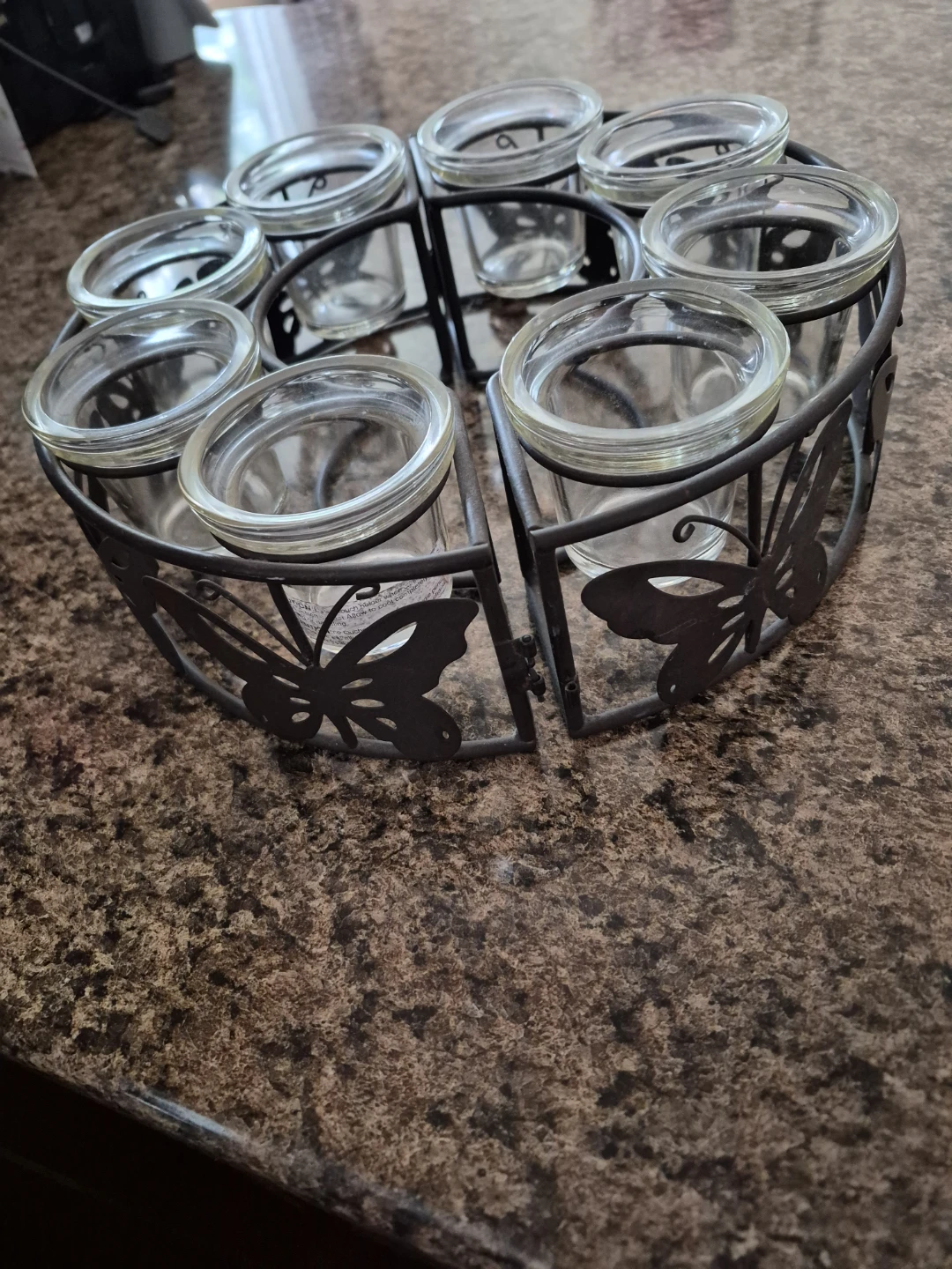 Glass Jar HolderCandle Holder with Butterfly Design