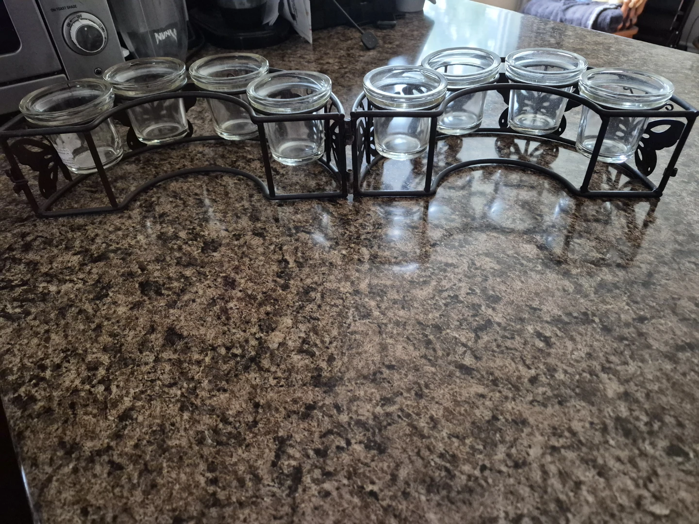 Glass Jar HolderCandle Holder with Butterfly Design - photo 3