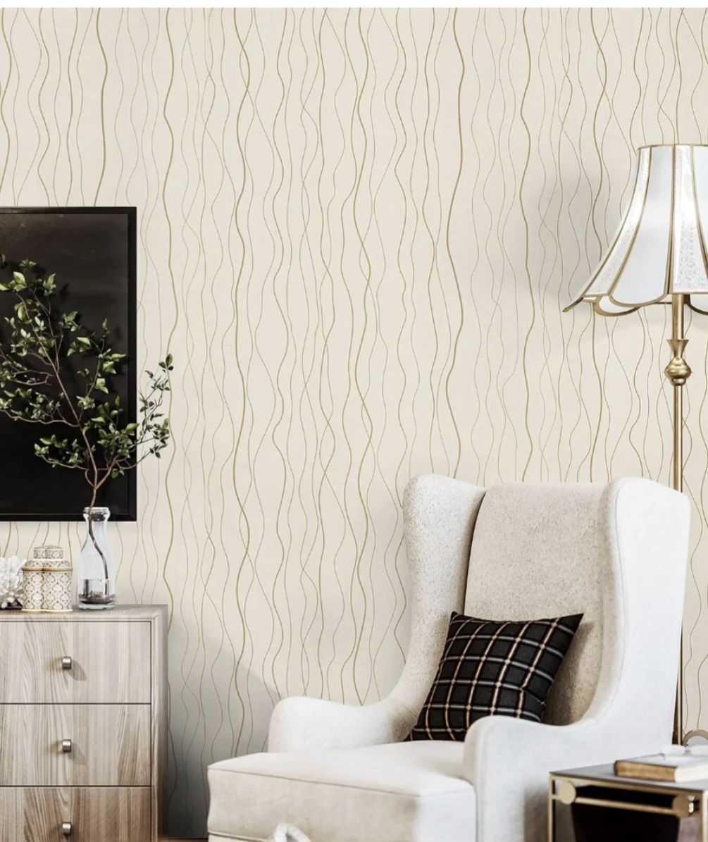 Gold Wavy Design Peel & Stick Wallpaper 17.7"x118" - photo 5