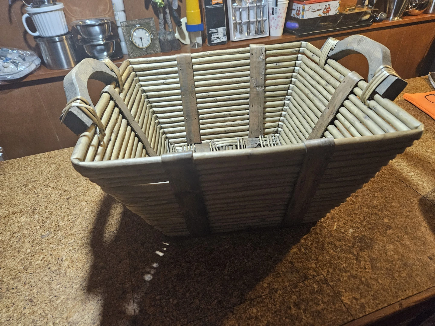 Wicker Storage Basket with Wooden Handles - photo 2