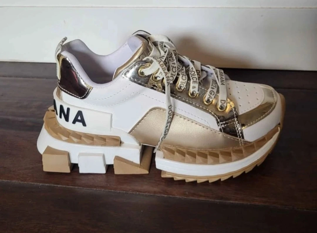 Dolce & Gabbana White & Gold Sneakers - photo 4