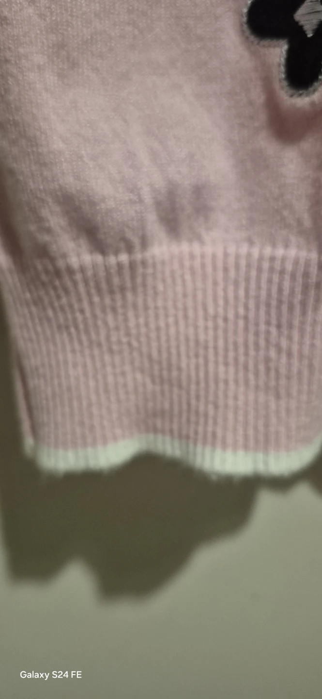 Pink Sweater with Black Flower Embellishments - Size L - photo 4