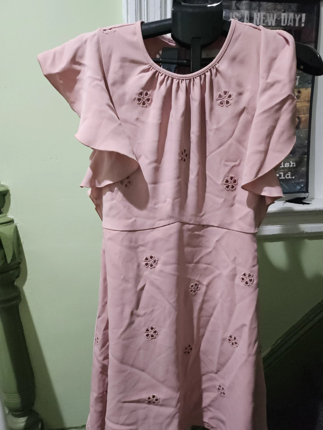 Kate Spade pink Ruffle Sleeve Dress with Flower Cutouts