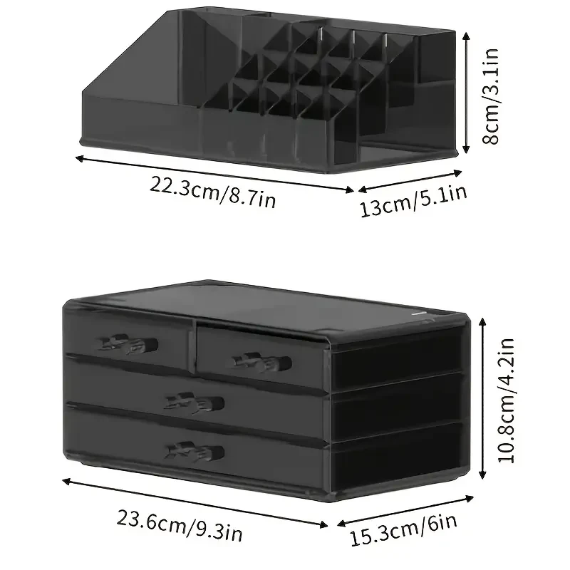 Black Acrylic Makeup Organizer with Drawers 2 piece set - photo 3