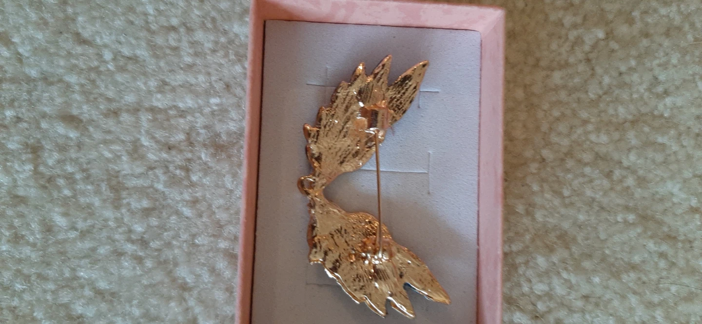 Wing-shaped Brooch with Rhinestones - photo 2