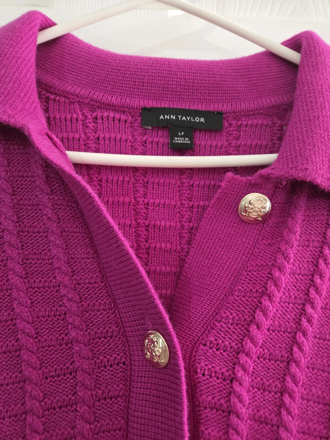 Ann Taylor Pink Knit Collared Cardigan Sweater - LP - photo 2