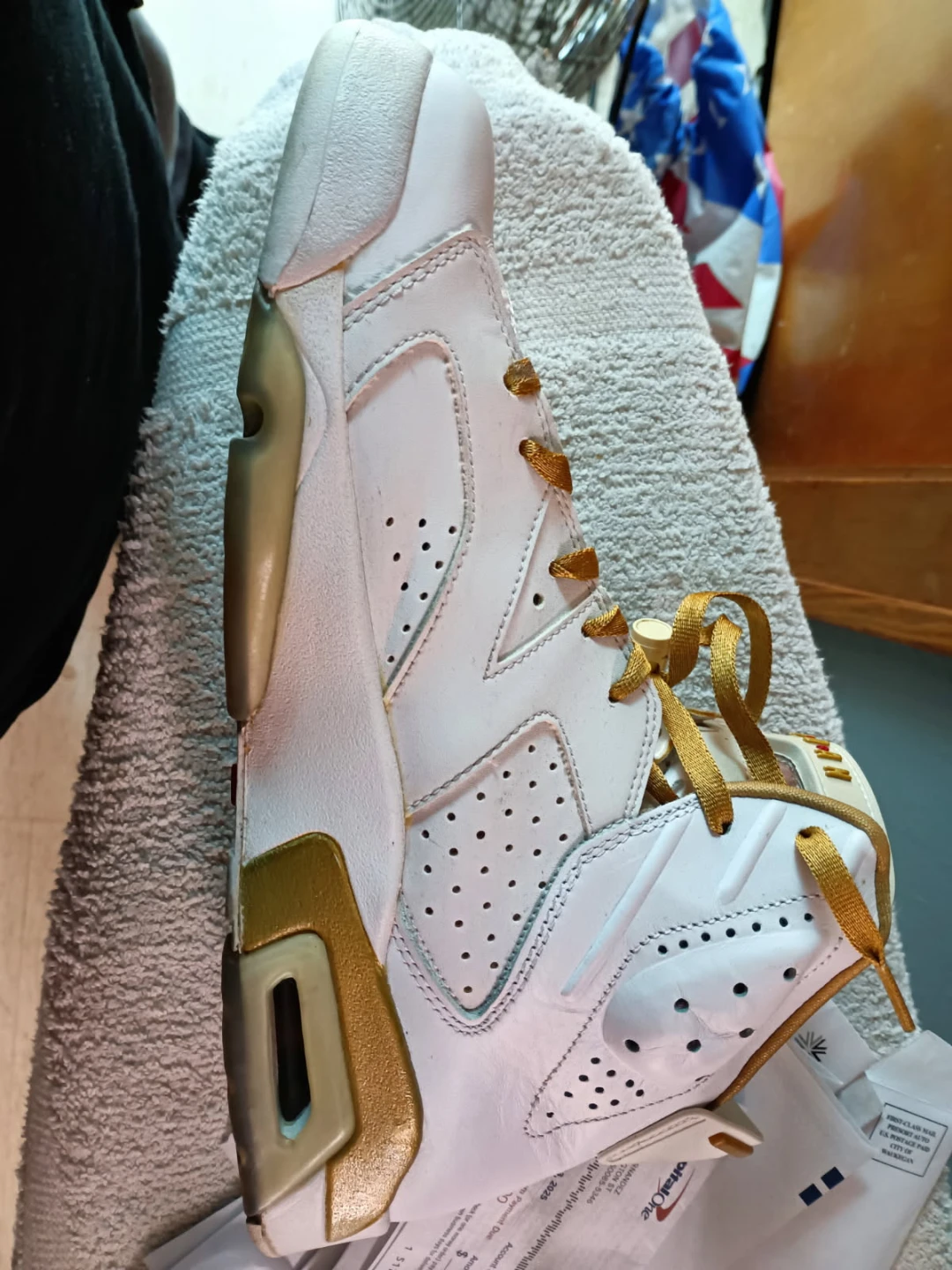 Air Jordan 6 Retro White Gold Sneakers - photo 3