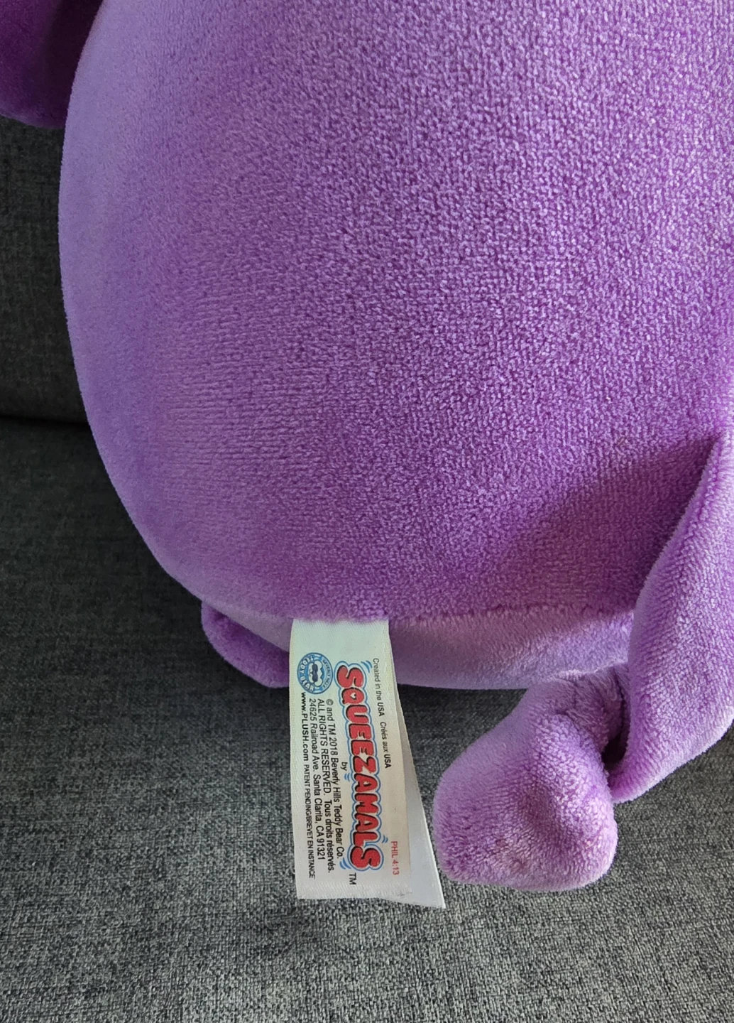 8" Squeezamals Purple Elephant Plush Toy - photo 3