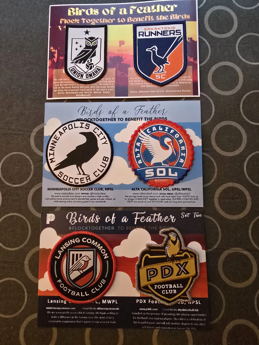 Birds of a Feather" Grassroots Soccer Patches Collection