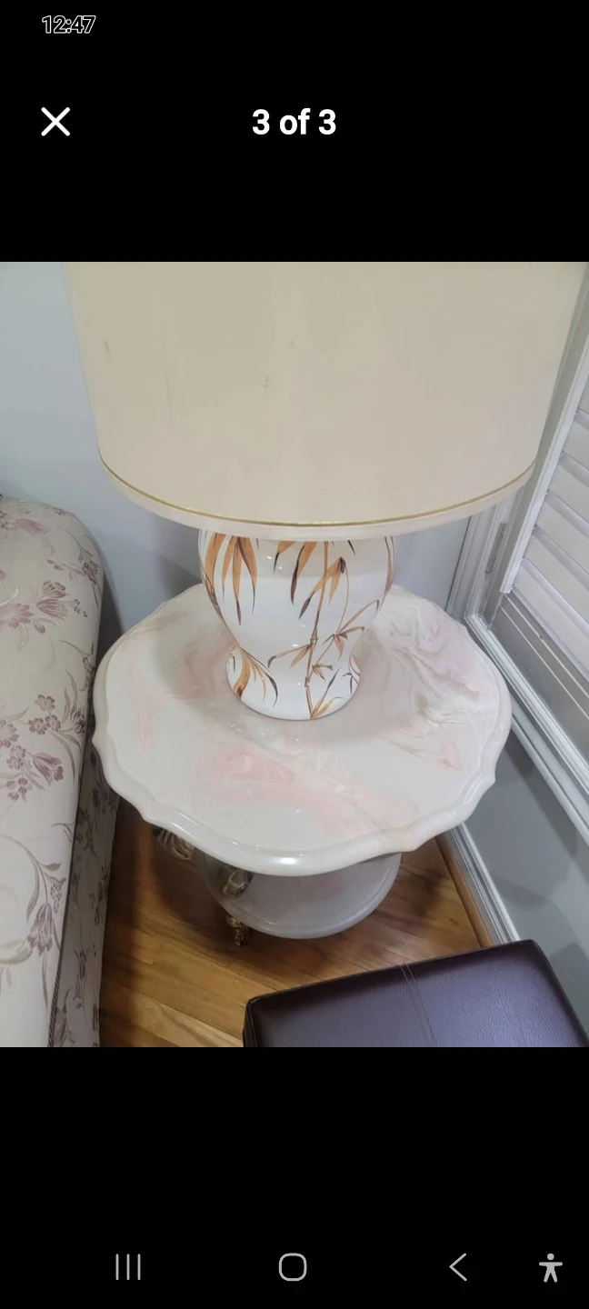 Vintage Ceramic Lamp with Floral Design - photo 3