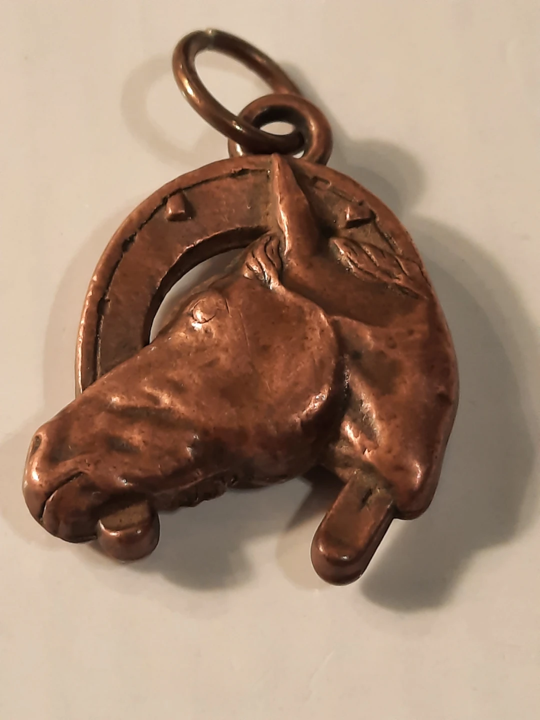 Copper Horse Head and Horseshoe Pendant Charm