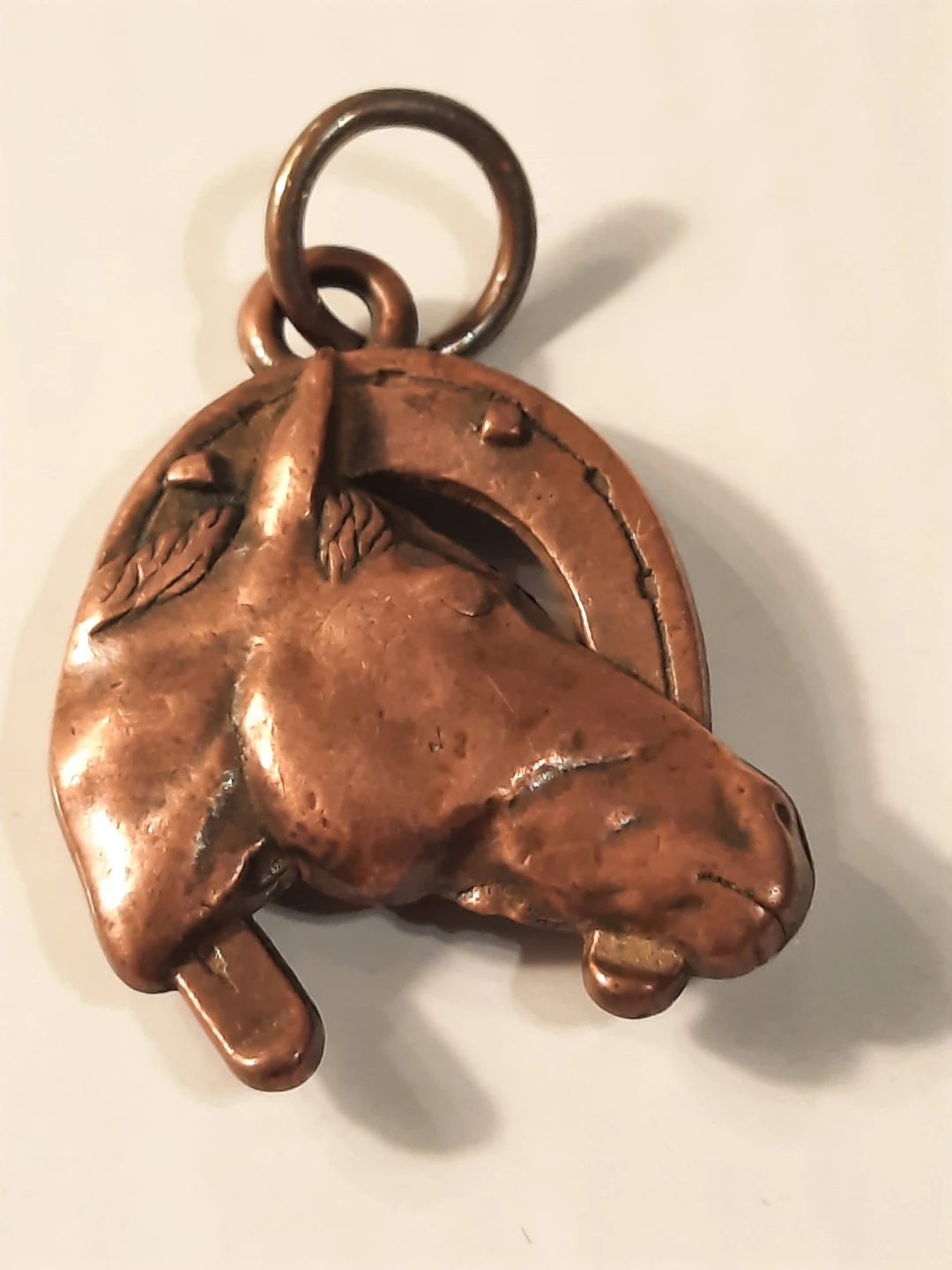 Copper Horse Head and Horseshoe Pendant Charm - photo 2