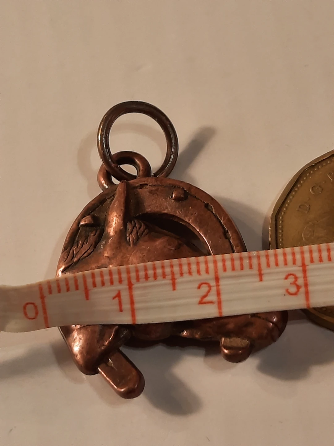 Copper Horse Head and Horseshoe Pendant Charm - photo 3