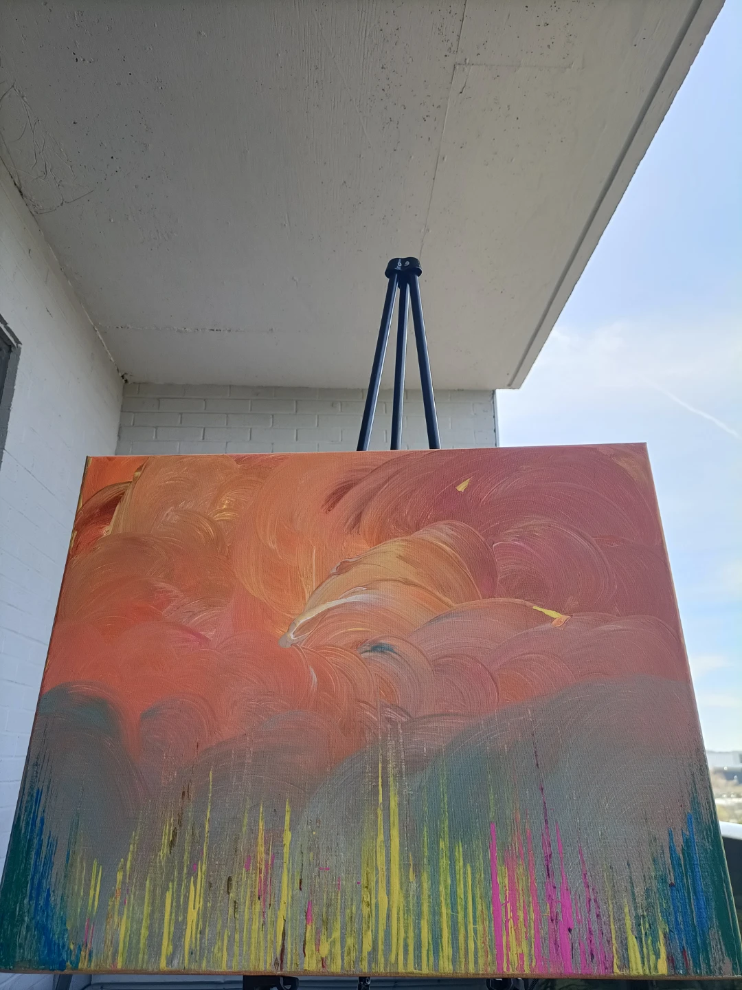 Abstract Canvas Painting - Orange, Pink, Yellow