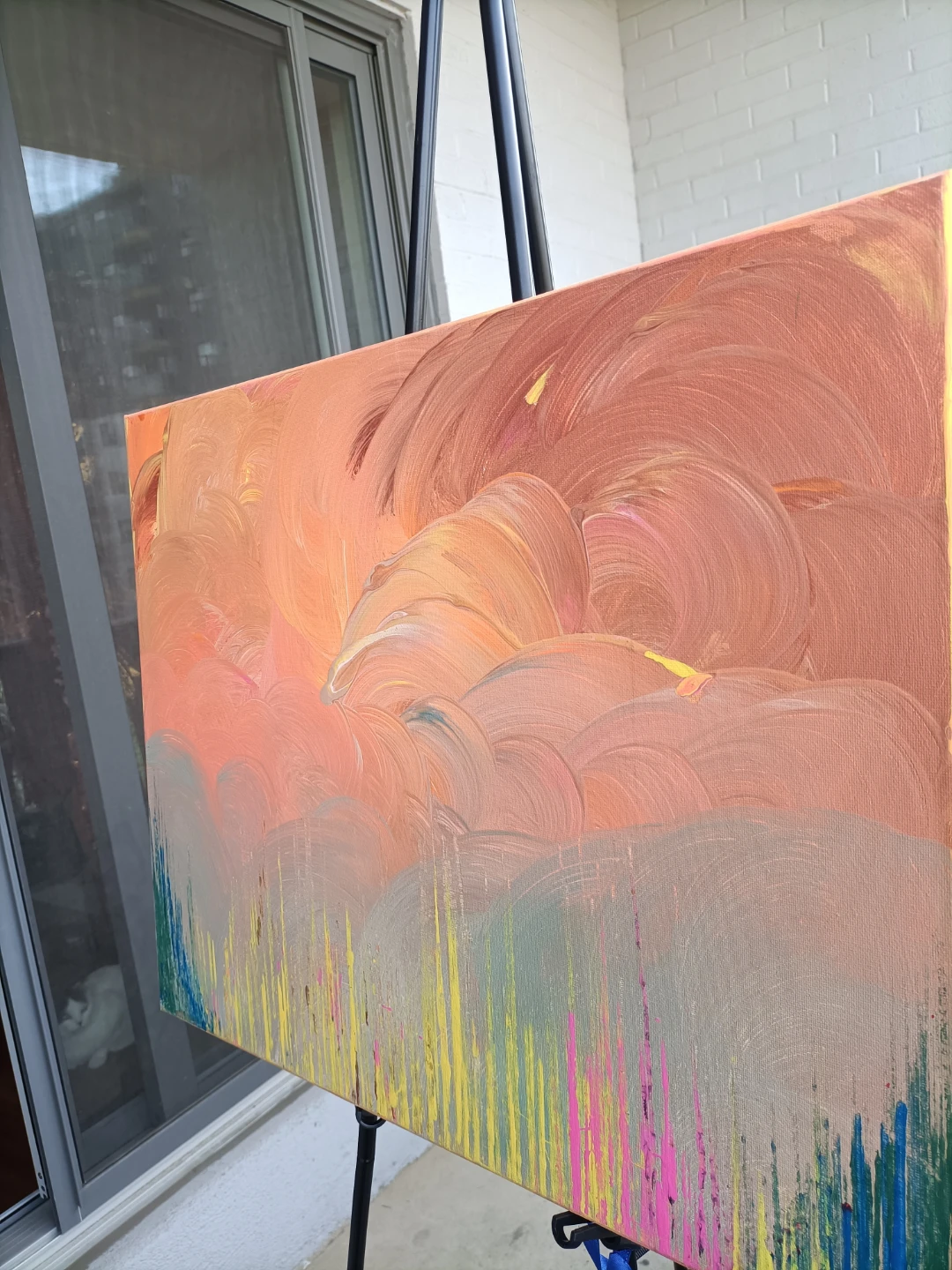 Abstract Canvas Painting - Orange, Pink, Yellow - photo 2