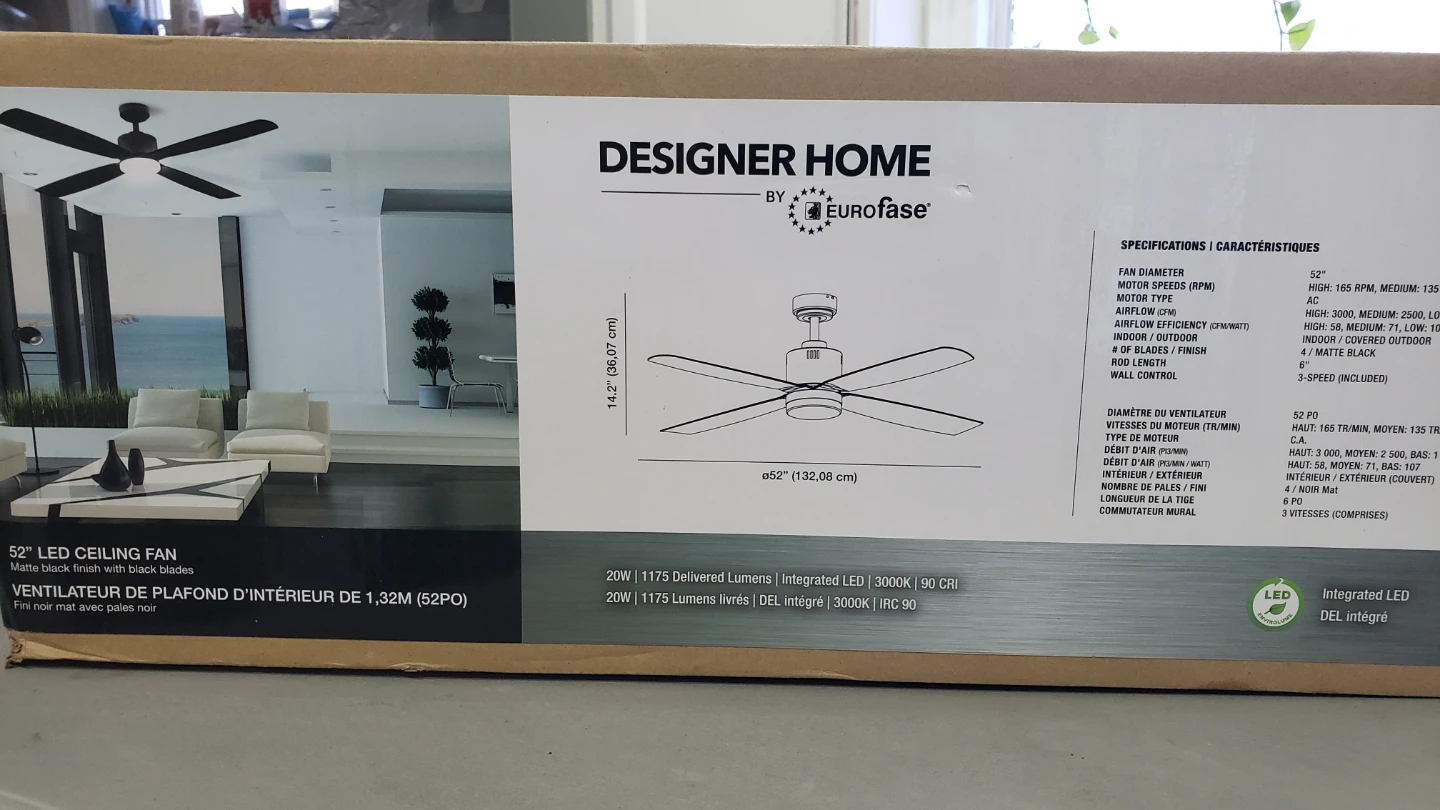 Designer Home by EUROfase 52" LED Ceiling Fan - Matte Black - photo 2