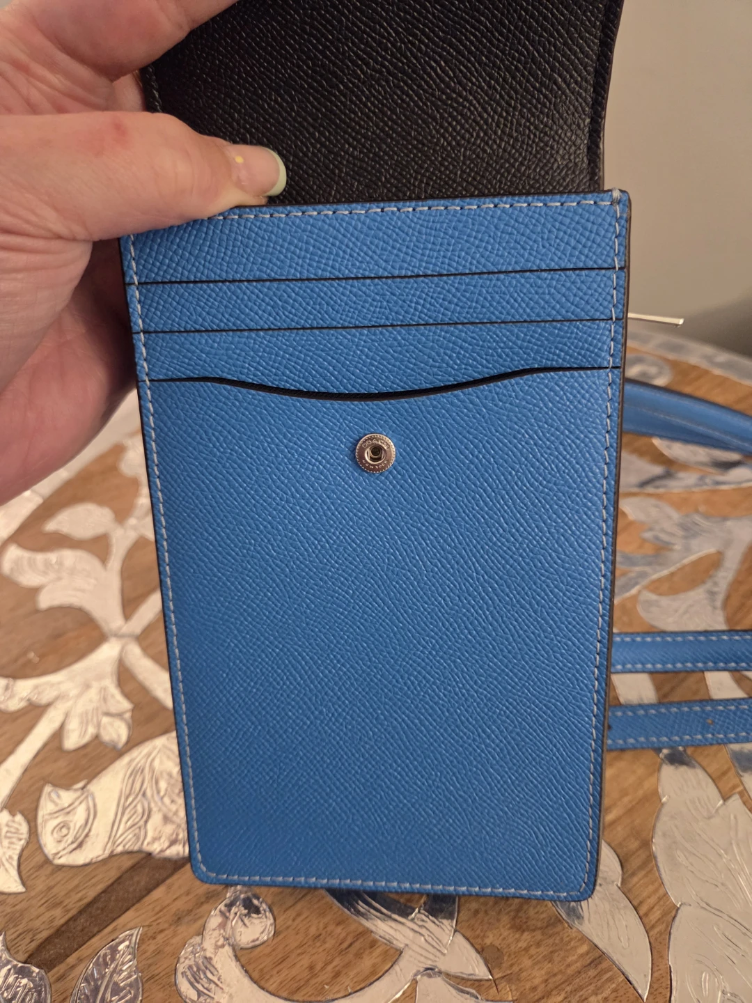 Coach Blue Leather North/South Phone Crossbody Bag - photo 4