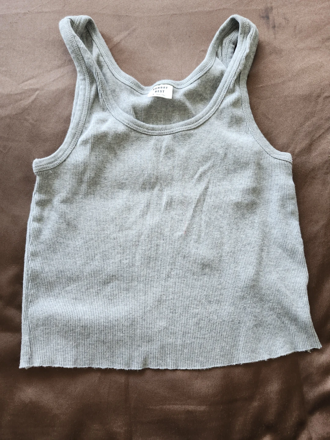 Sunday Best Grey Ribbed Tank Top Size S