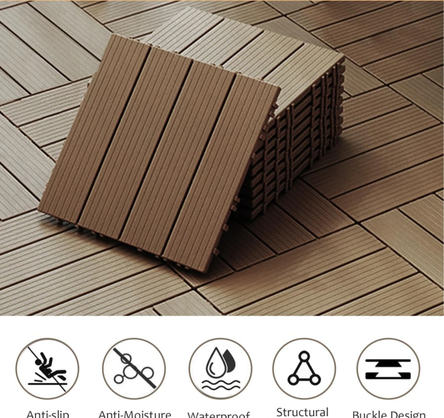 Brown Interlocking Deck Tiles