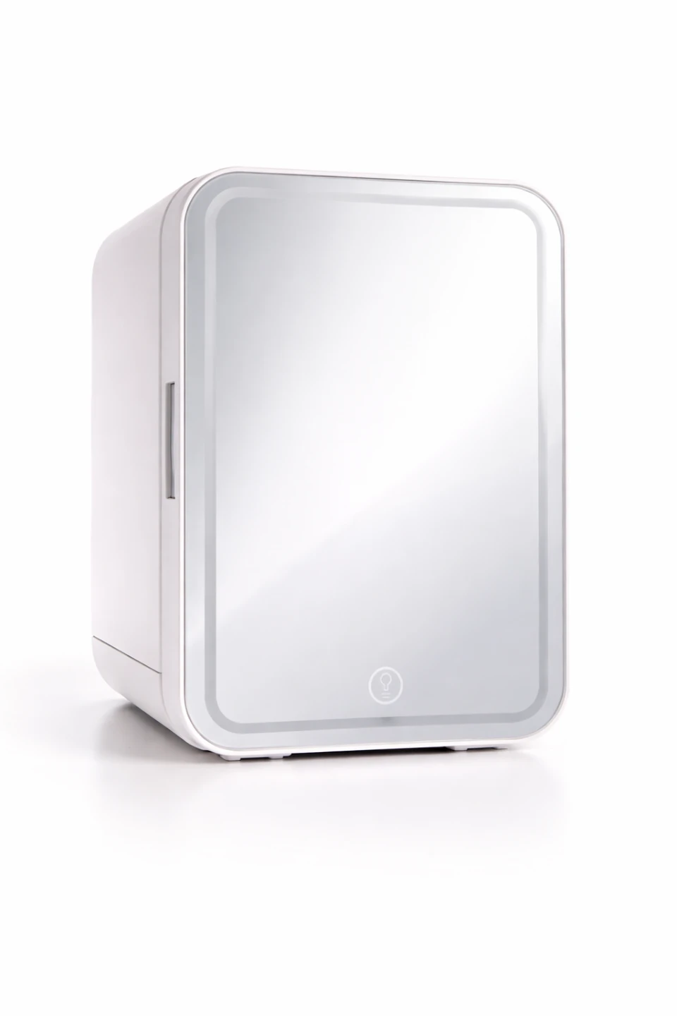 White Mini Fridge with Lighted Mirror