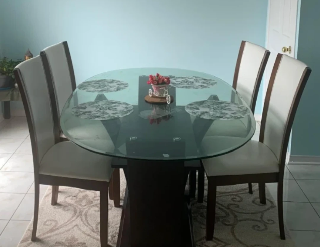 Glass Dining Table with 4 Chairs