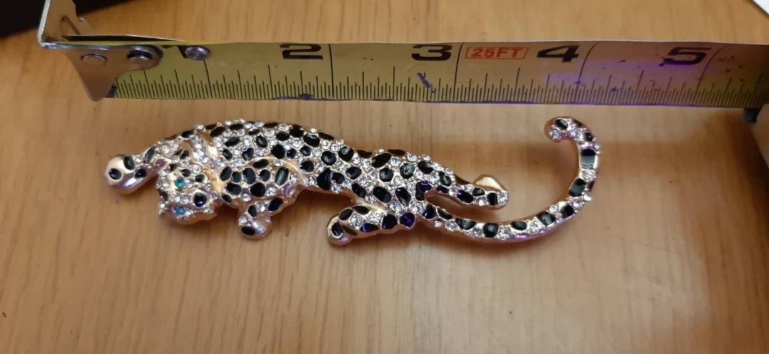 Leopard Brooch Pin Rhinestone Crystal Animal Cat Pin - photo 2
