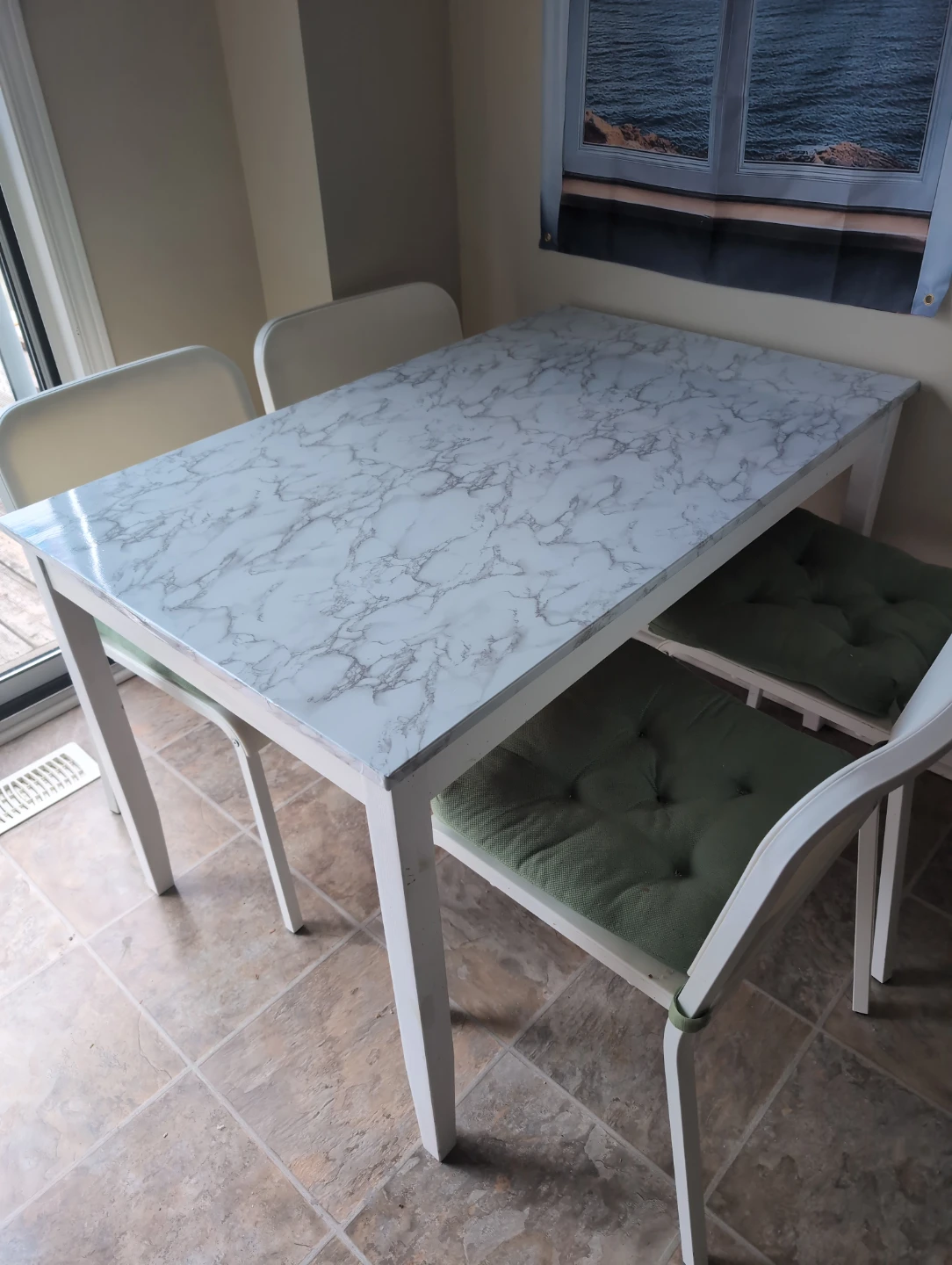 White Dining Table with Marble Top - photo 2